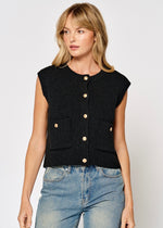 SWEATER VEST W. GOLD BUTTONS- BLACK