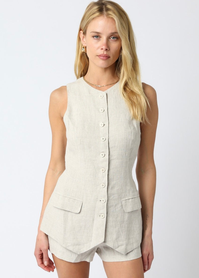 GIANNA LINEN SHORTS- MELANGE