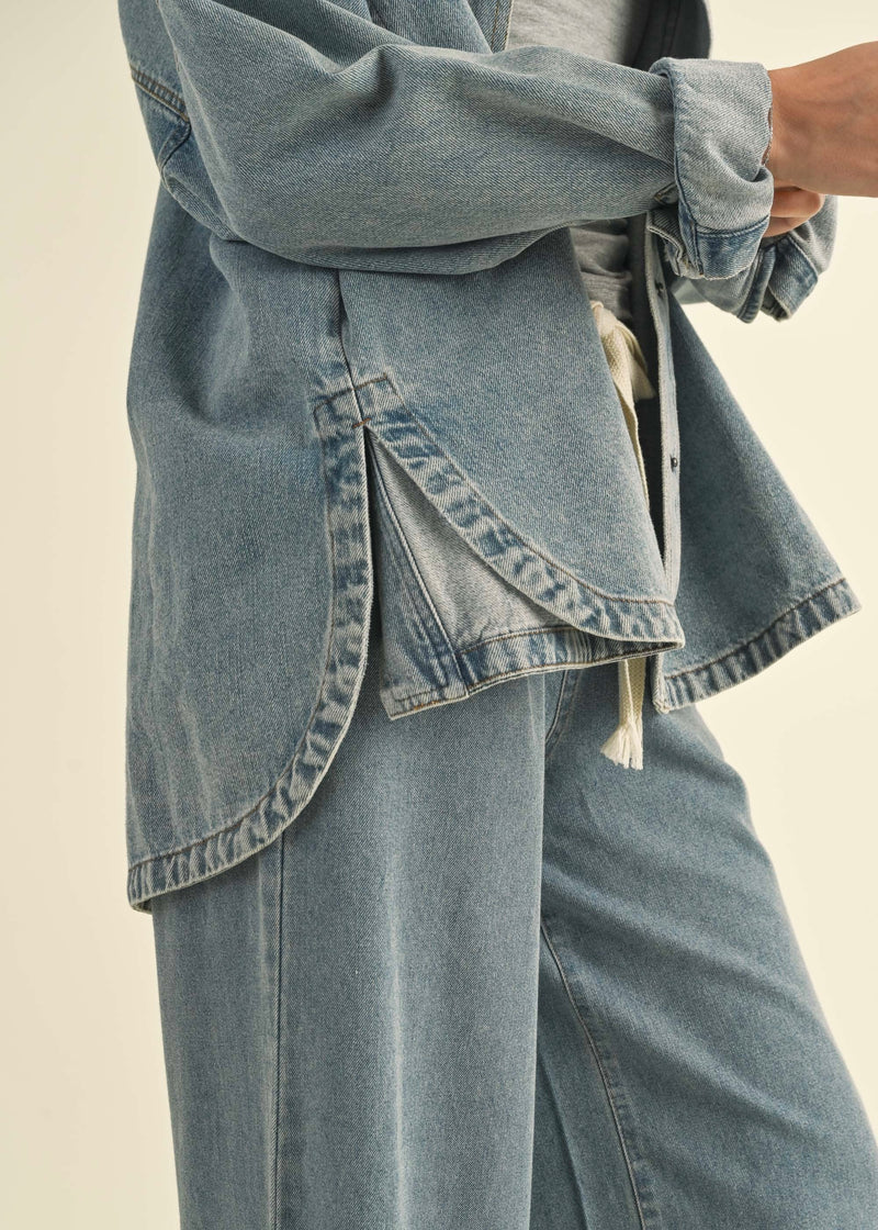 WASHED SNAP DENIM SHAKET