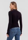 LETTUCE TRIM MOCK NECK SWEATER- BLACK