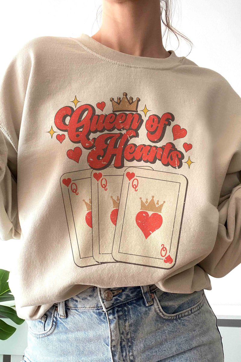 QUEEN OF HEARTS SWEATSHIRT- SAND