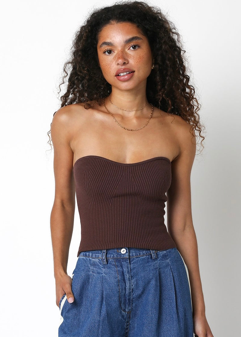 NINA TUBE TOP- BROWN