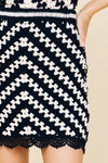 CONTRAST CROCHET MINI SKIRT- BLACK/IVORY