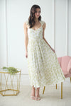 FLORAL WRAP MAXI DRESS- IVORY/YELLOW