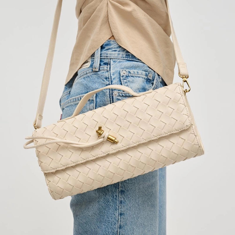 ADA WOVEN HANDLE PURSE- CREAM