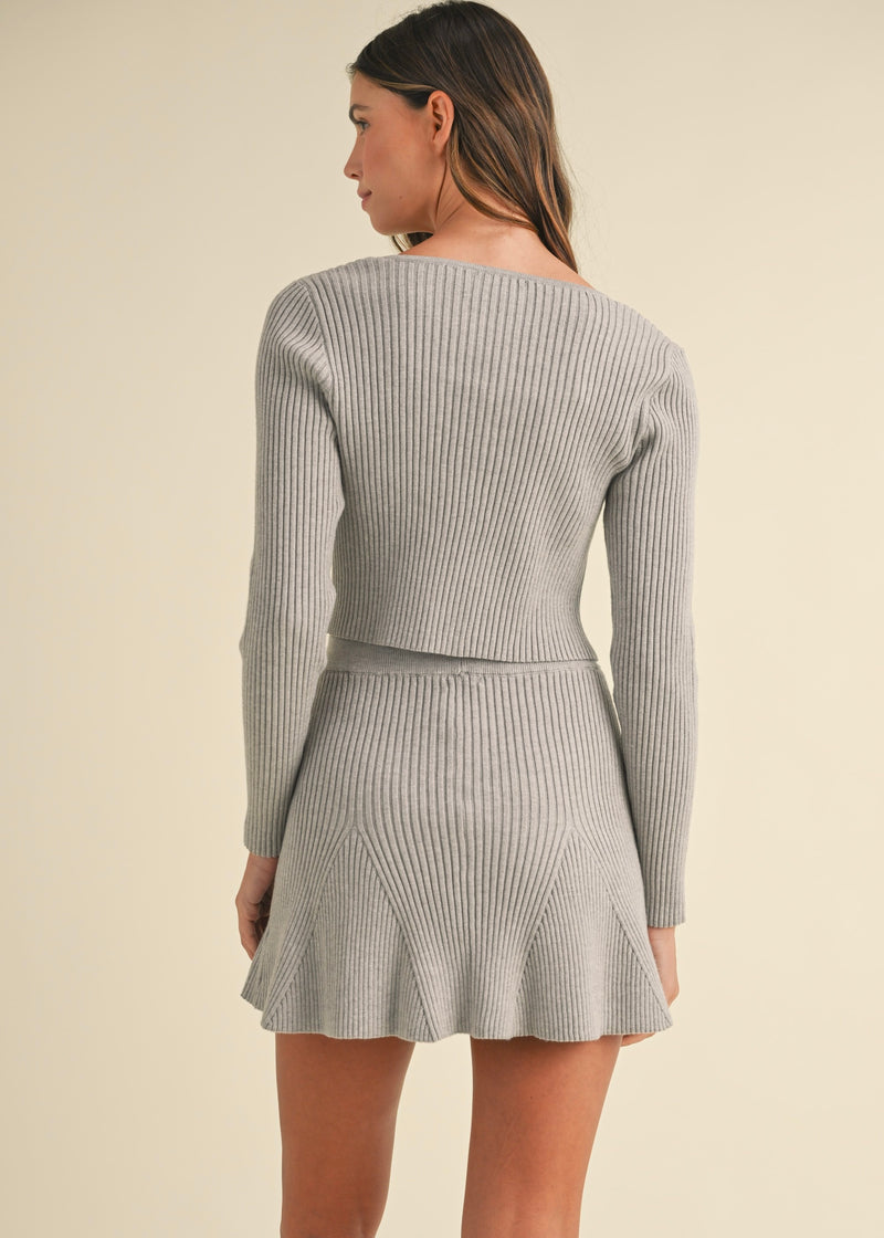 KAILA KNIT MINI SKIRT- GREY