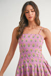 FLORAL CUT OUT MINI DRESS- ORCHID