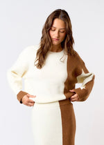 COLORBLOCK SWEATER- IVORY/BROWN