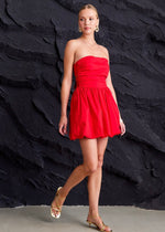 ATLAS BUBBLE HEM DRESS- RED