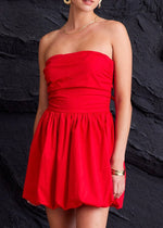 ATLAS BUBBLE HEM DRESS- RED