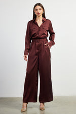 PAYTON SATIN JUMPSUIT- CHOCOLATE