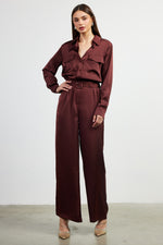 PAYTON SATIN JUMPSUIT- CHOCOLATE