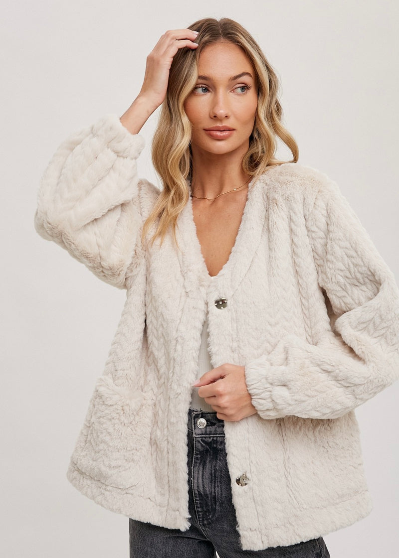 ECO FUR JACKET- BEIGE