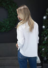 JEWELED BUTTON DOWN SHIRT- WHITE